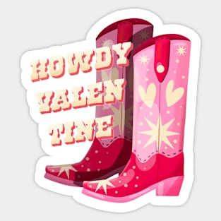 Howdy Valentine Cowboy Boots Sticker